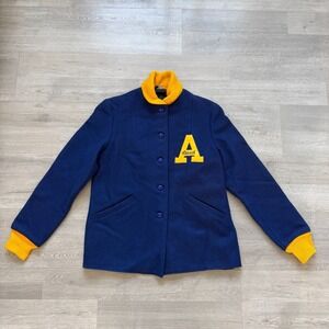 Vintage Butwin Varsity Jacket Wool Letterman Band Patch Blue Sz 14 S M USA